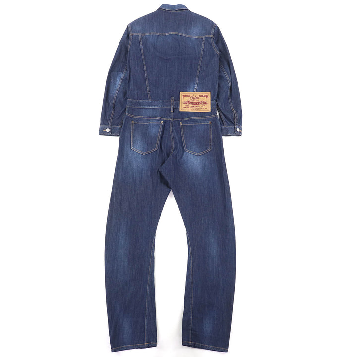 美品△DSQUARED2 ディースクエアード S75FP0068 ロゴパッチ デニム オールインワン ジャンプスーツ オーバーオール インディゴ 34 正規品