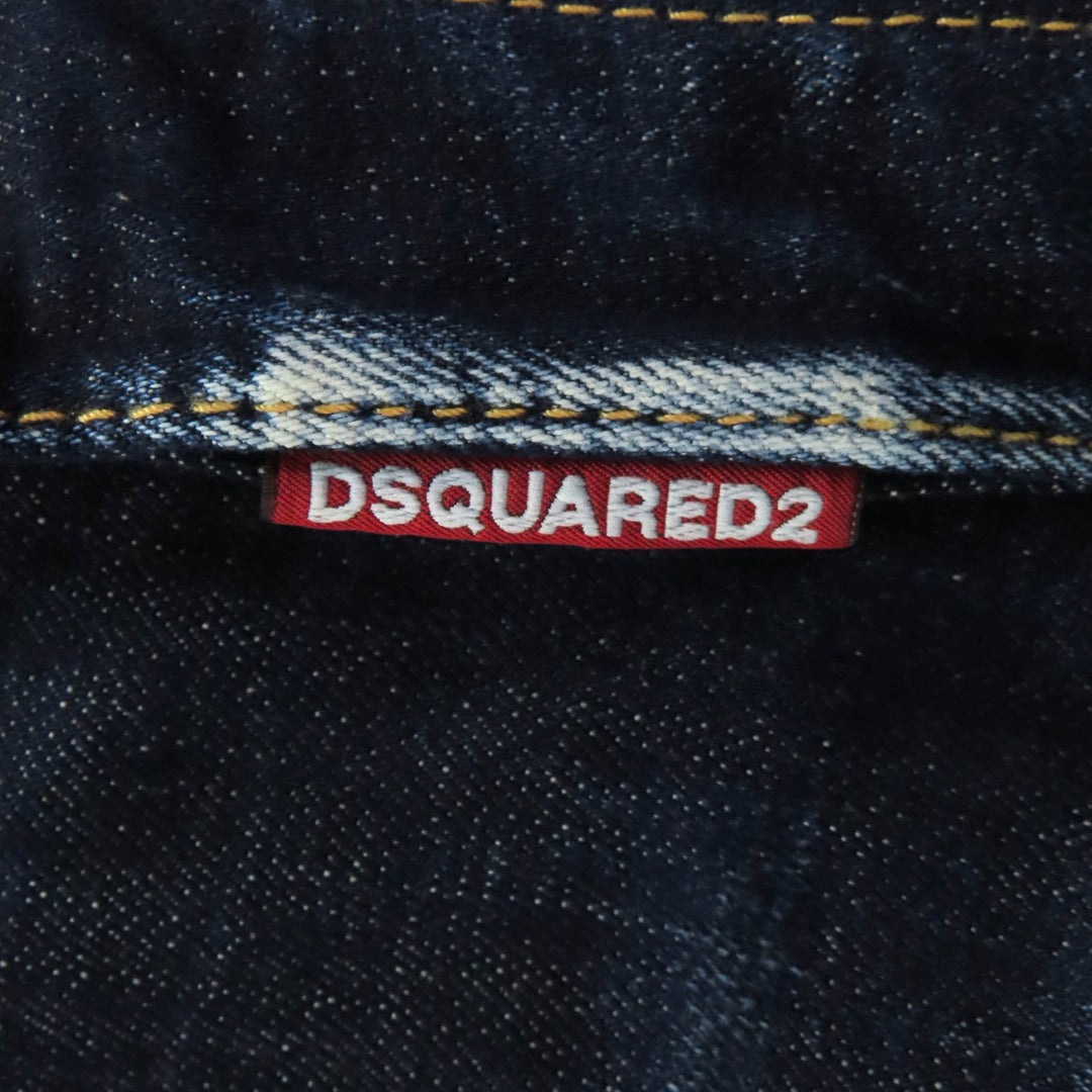 美品◇DSQUARED2 ディースクエアード 23AW S75LB0830 レザーパッチ付き コットン デニムパンツ インディゴブルー 36 イタリア製 正規品