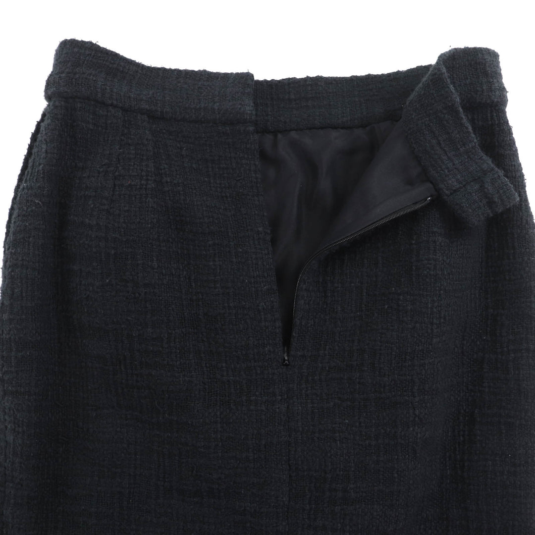 美品◇CHANEL シャネル P43905V32289 ココマークボタン付き コットン100％ 裏地シルク100％ ツイードスカート 黒 38 フランス製 正規品