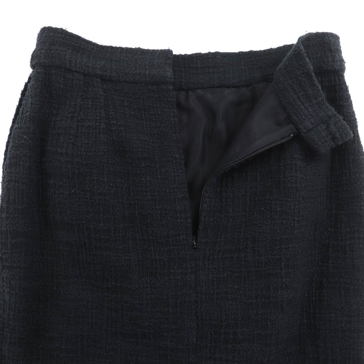美品◇CHANEL シャネル P43905V32289 ココマークボタン付き コットン100％ 裏地シルク100％ ツイードスカート 黒 38 フランス製 正規品