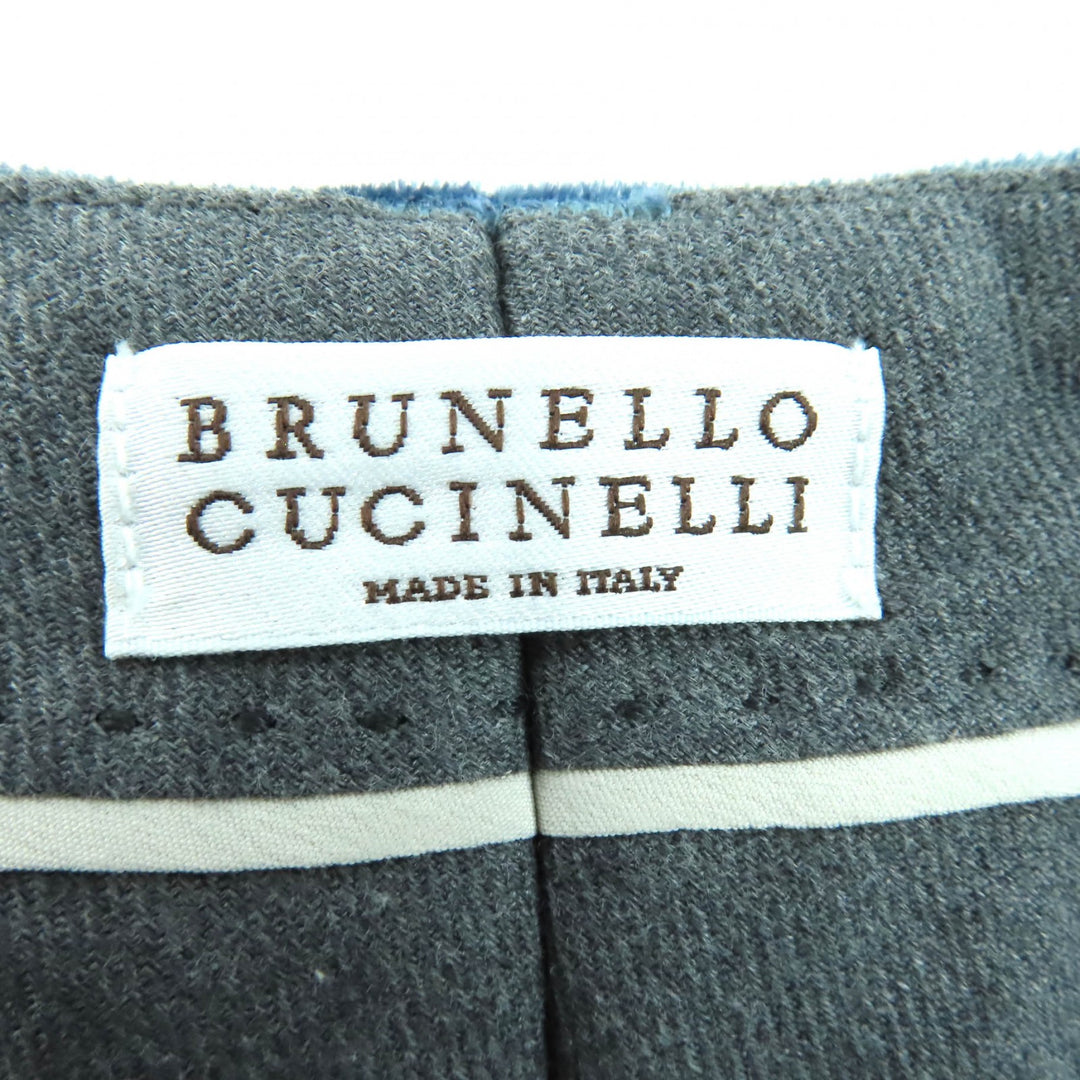極美品◇Brunello Cucinelli ブルネロクチネリ MA088P6477 コットン ベロア パンツ スラックス ブルー 38 イタリア製 正規品 レディース