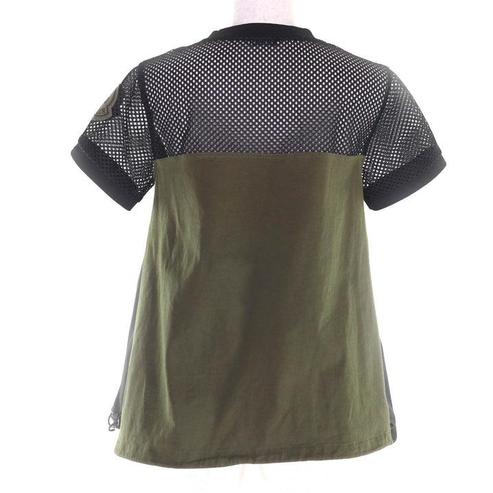 美品◇MONCLER モンクレール F10938C73400 コットン100％ ロゴワッペン付き メッシュデザイン 半袖Ｔシャツ カーキ XS 正規品 レディース