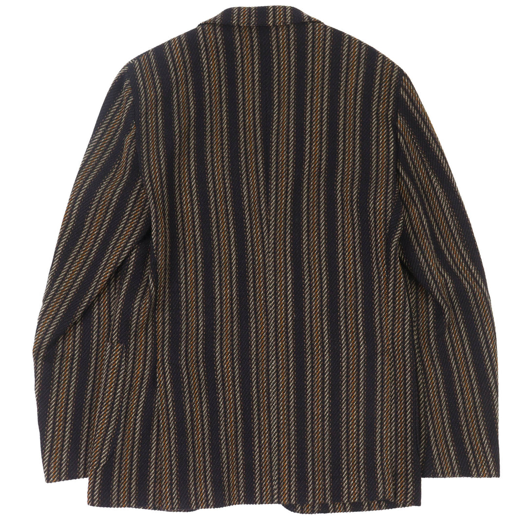 極美△LARDINI ラルディーニ JU903AQ43 ウール コットン MOWEAR ストライプ 段返り シングル テーラードジャケット ブラウン系 46 正規品