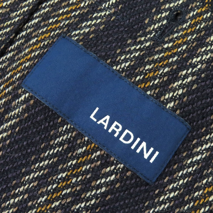 極美△LARDINI ラルディーニ JU903AQ43 ウール コットン MOWEAR ストライプ 段返り シングル テーラードジャケット ブラウン系 46 正規品