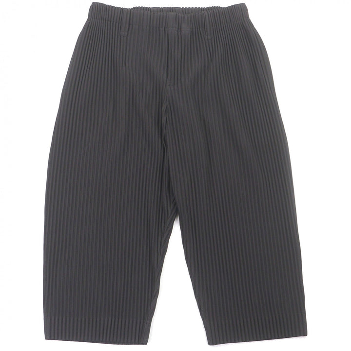 極美品□HOMME PLISSE ISSEY MIYAKE オム プリッセ イッセイミヤケ クロップド プリーツ テーパードパンツ チャコール 2 正規品 メンズ