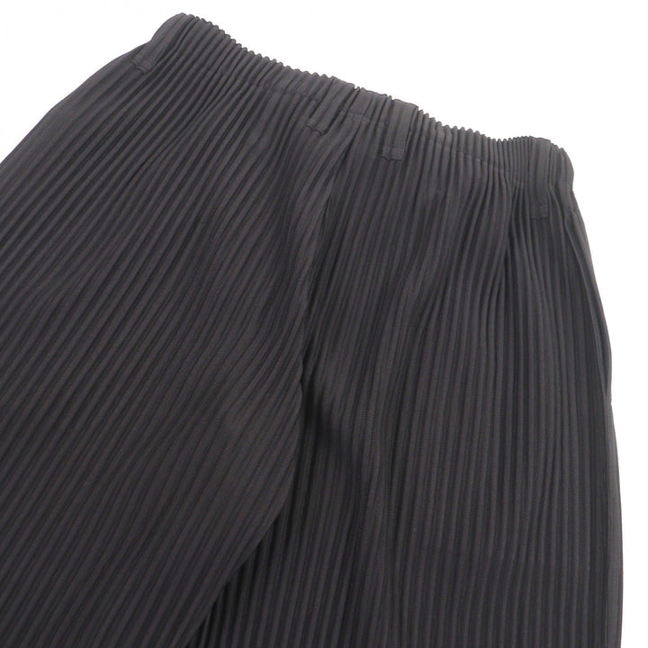 極美品□HOMME PLISSE ISSEY MIYAKE オム プリッセ イッセイミヤケ クロップド プリーツ テーパードパンツ チャコール 2 正規品 メンズ