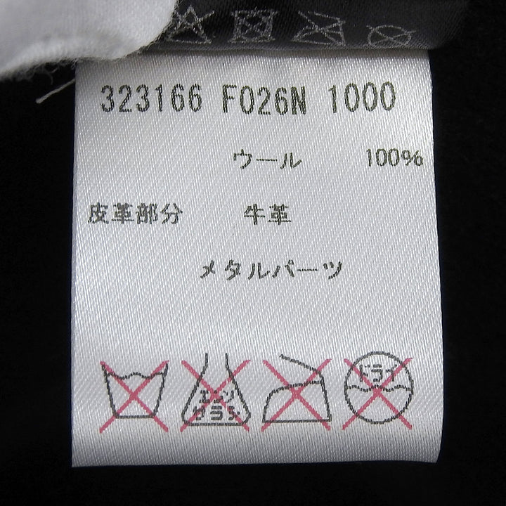 極美品▲GUCCI グッチ 323166 ウール100％ レザー使い インターロッキングG金具付 フェルトハット 中折れハット 黒 L 伊製 正規品 メンズ