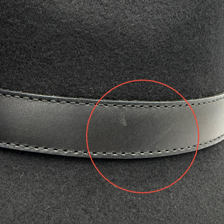 極美品▲GUCCI グッチ 323166 ウール100％ レザー使い インターロッキングG金具付 フェルトハット 中折れハット 黒 L 伊製 正規品 メンズ