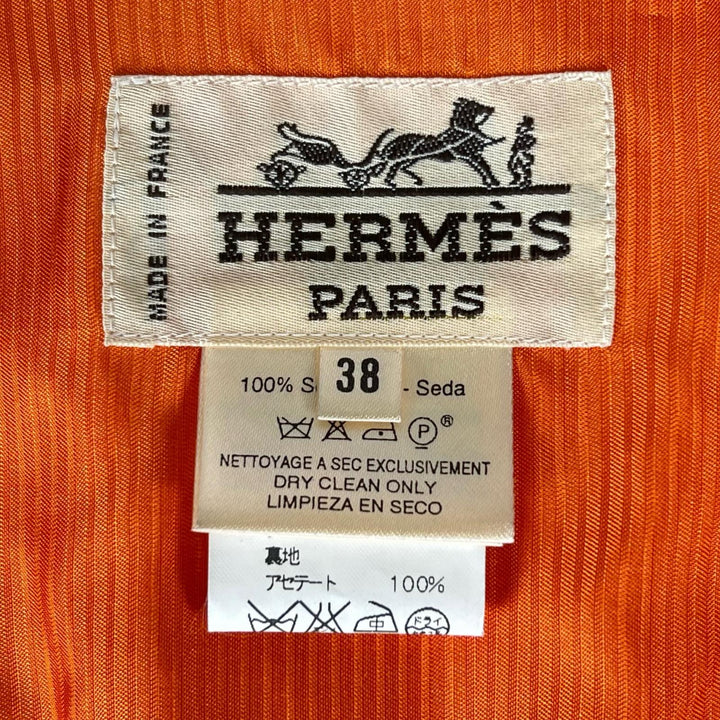極美品▲HERMES エルメス シルク100% 総柄プリント ベスト ジレ マルチカラー 38 フランス製 正規品 レディース