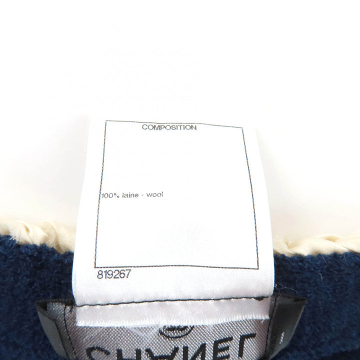美品★CHANEL シャネル P53333 ウール100％ ココマークボタン付 長袖 ニット セーター ネイビー 36 イタリア製 正規品 レディース