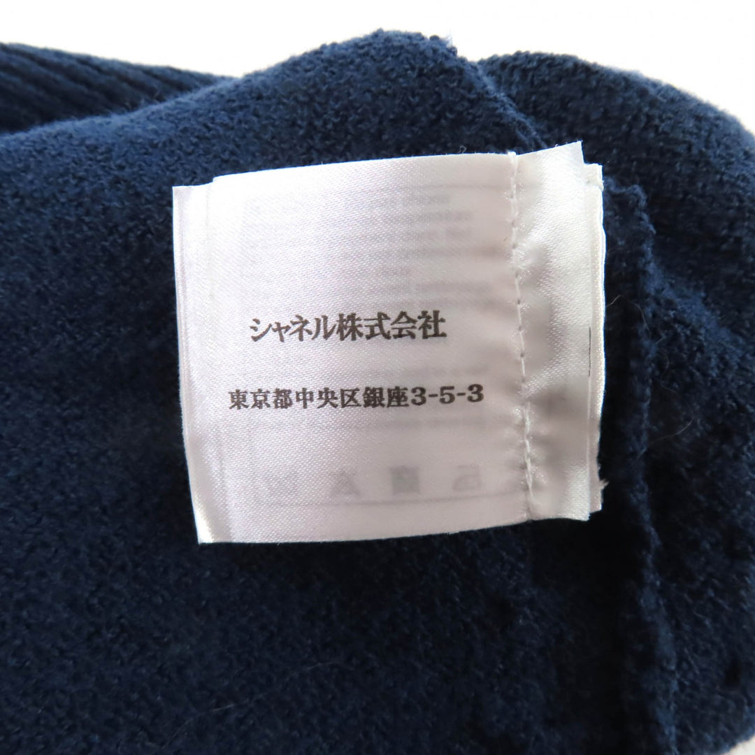 美品★CHANEL シャネル P53333 ウール100％ ココマークボタン付 長袖 ニット セーター ネイビー 36 イタリア製 正規品 レディース