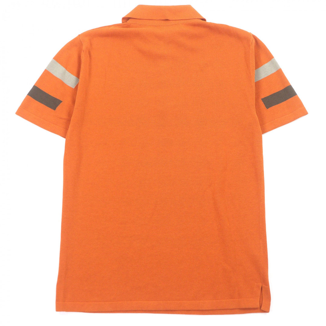 極美品□HERMES エルメス コットン100％ ボーダー柄 ショートスリーブ 半袖 ニットポロシャツ オレンジ XS イタリア製 メンズオススメ◎