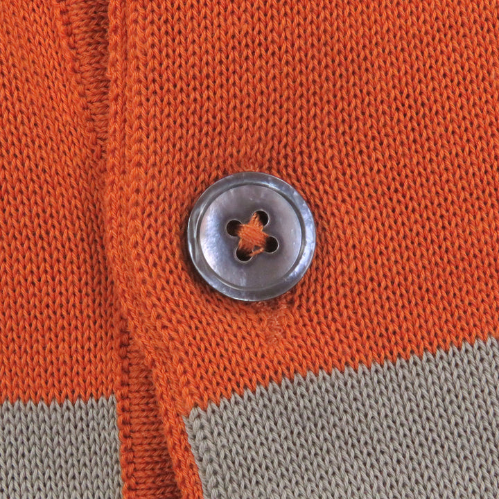 極美品□HERMES エルメス コットン100％ ボーダー柄 ショートスリーブ 半袖 ニットポロシャツ オレンジ XS イタリア製 メンズオススメ◎