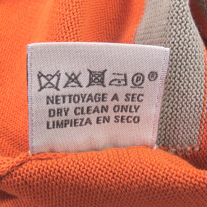 極美品□HERMES エルメス コットン100％ ボーダー柄 ショートスリーブ 半袖 ニットポロシャツ オレンジ XS イタリア製 メンズオススメ◎