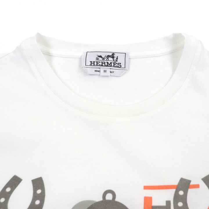 美品▼HERMES エルメス 21SS ハローミスターファリェール コットン100% クルーネック ショートスリーブ 半袖Ｔシャツ ホワイト M 正規品