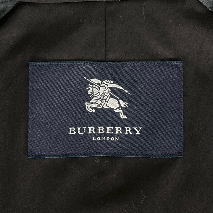 美品▲BURBERRY LONDON バーバリーロンドン コットン100% 襟裏ノバチェック ステンカラーコート ブラック 11 日本製 正規品 レディース