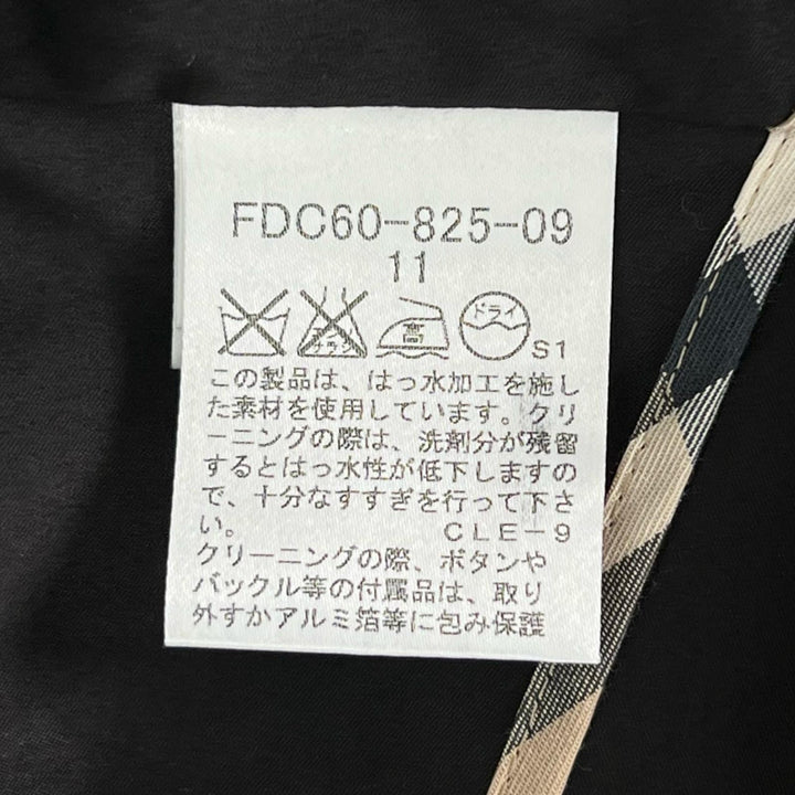 美品▲BURBERRY LONDON バーバリーロンドン コットン100% 襟裏ノバチェック ステンカラーコート ブラック 11 日本製 正規品 レディース