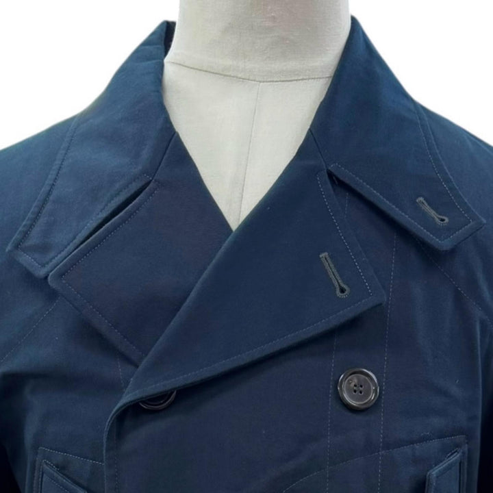 美品▼YVES SAINT LAURENT イヴ・サンローラン 253617 ステファノピラーティ期 カサンドラロゴ ダブルブレスト コート ネイビー IT 46