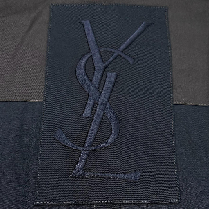 美品▼YVES SAINT LAURENT イヴ・サンローラン 253617 ステファノピラーティ期 カサンドラロゴ ダブルブレスト コート ネイビー IT 46