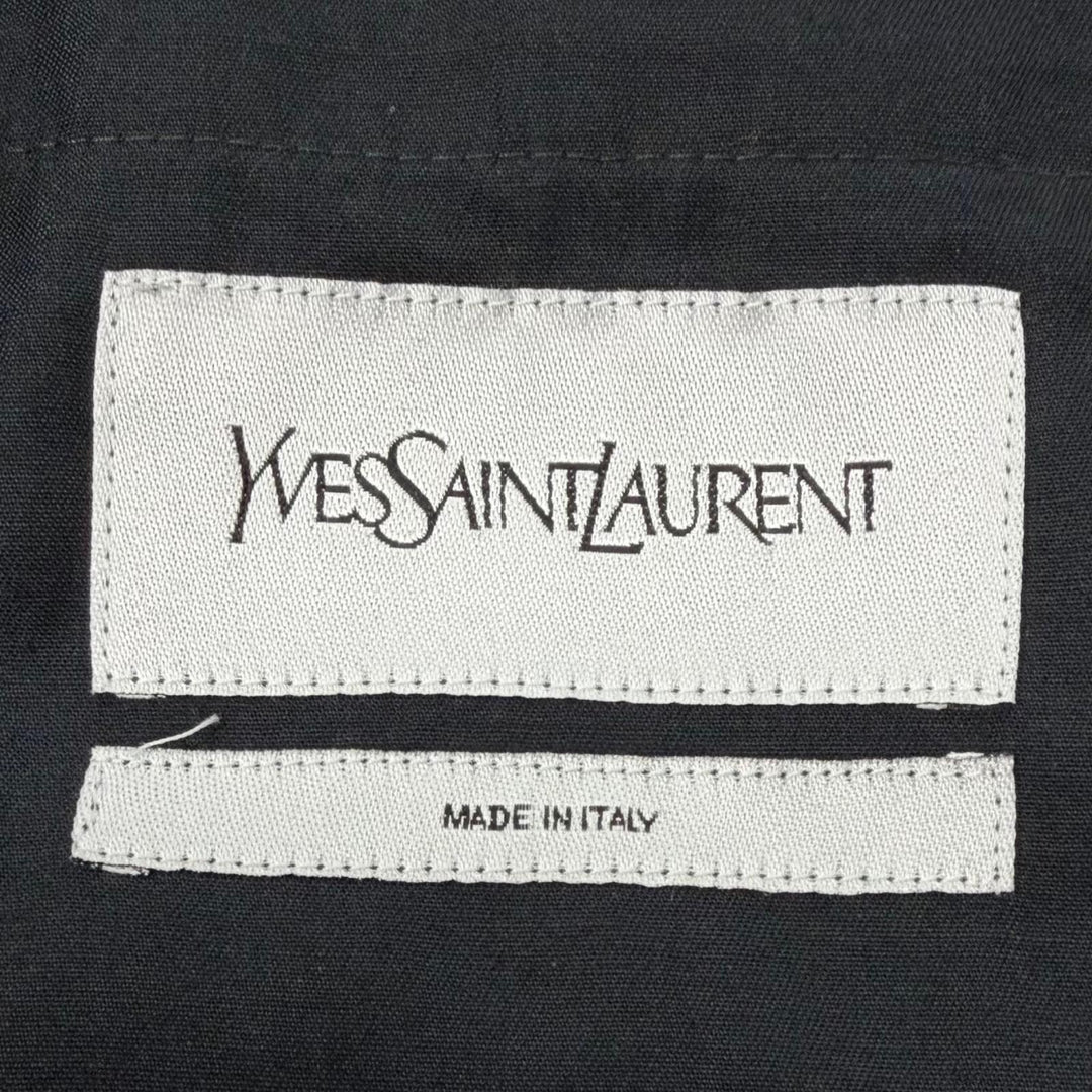 美品▼YVES SAINT LAURENT イヴ・サンローラン 253617 ステファノピラーティ期 カサンドラロゴ ダブルブレスト コート ネイビー IT 46