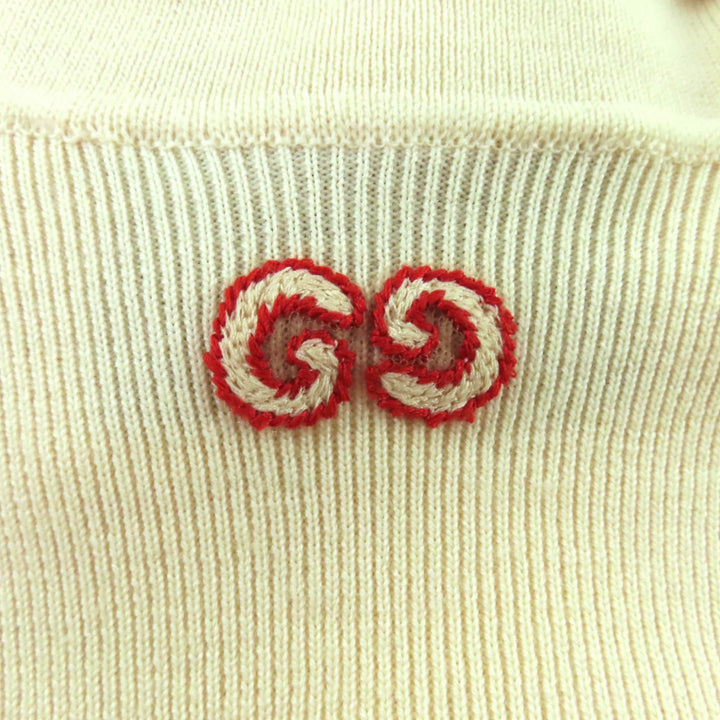 美品★GUCCI グッチ 467680 GGロゴ タートルネック 長袖 ウールニット セーター アイボリー M イタリア製 正規品 レディース