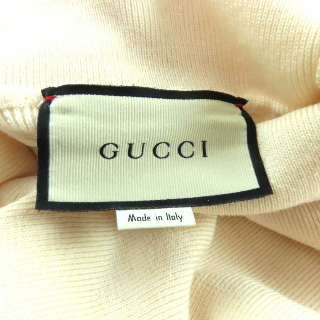 美品★GUCCI グッチ 467680 GGロゴ タートルネック 長袖 ウールニット セーター アイボリー M イタリア製 正規品 レディース