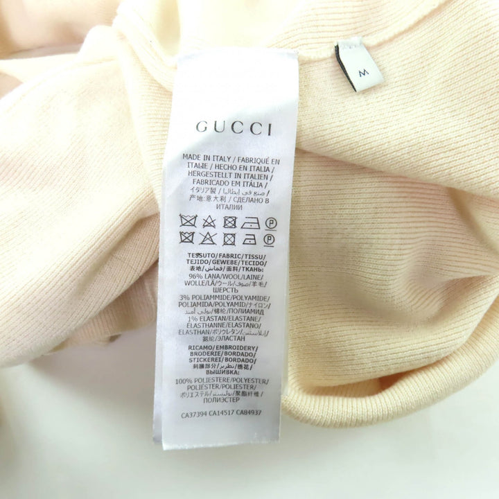 美品★GUCCI グッチ 467680 GGロゴ タートルネック 長袖 ウールニット セーター アイボリー M イタリア製 正規品 レディース