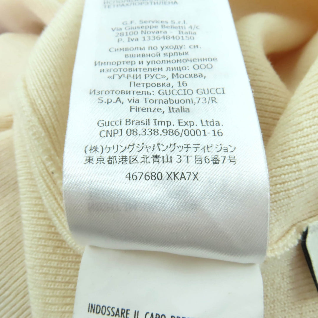 美品★GUCCI グッチ 467680 GGロゴ タートルネック 長袖 ウールニット セーター アイボリー M イタリア製 正規品 レディース