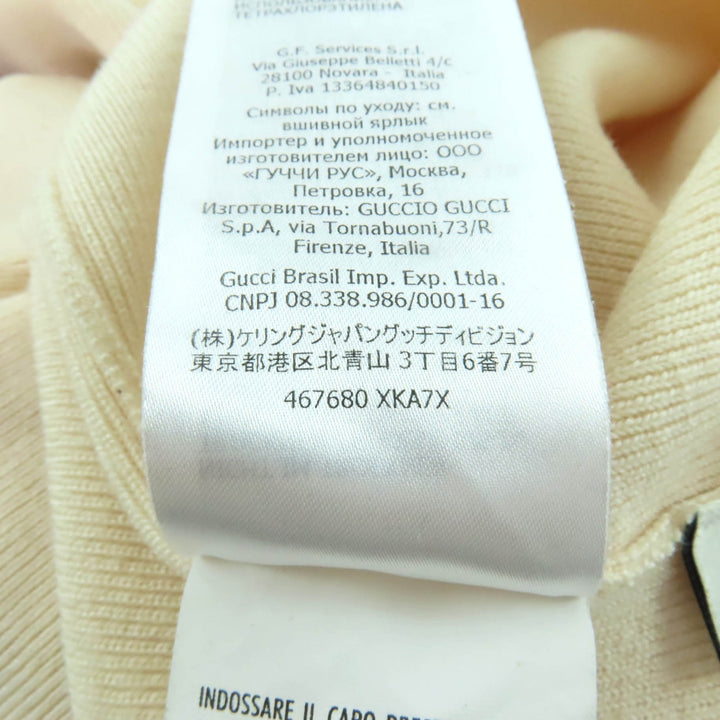 美品★GUCCI グッチ 467680 GGロゴ タートルネック 長袖 ウールニット セーター アイボリー M イタリア製 正規品 レディース