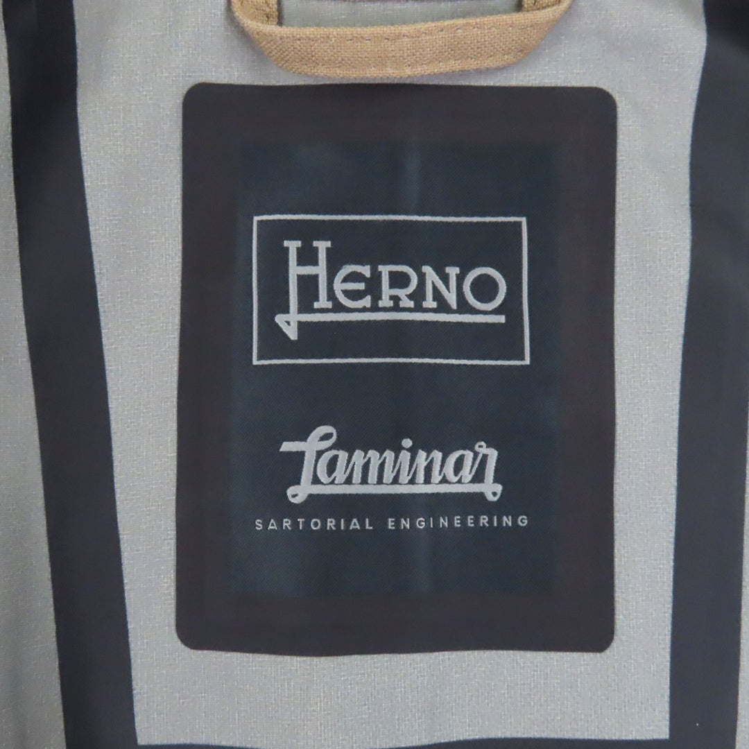 極美品□Herno ヘルノ IM041UL リネン100% ラミナー OFFICINA TESSILE フライフロント スタンドカラーコート ベージュ 48 正規品 メンズ