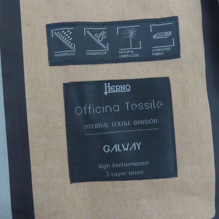 極美品□Herno ヘルノ IM041UL リネン100% ラミナー OFFICINA TESSILE フライフロント スタンドカラーコート ベージュ 48 正規品 メンズ