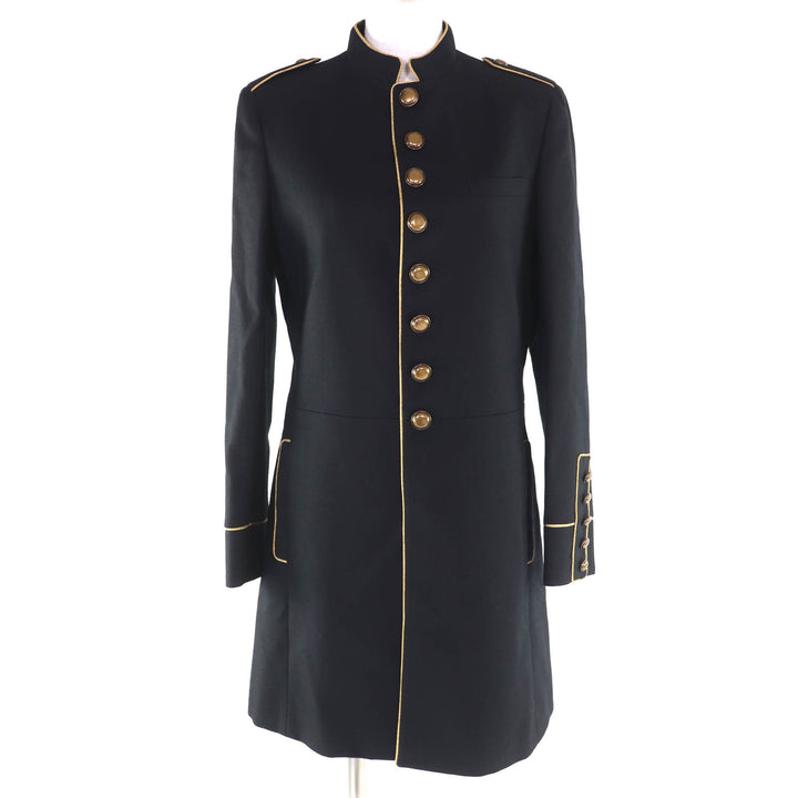 極美品★SAINT LAURENT PARIS サンローランパリ 413428 裏地シルク100％ エディ期 ウールコート ナポレオンコート ブラック 38 伊製