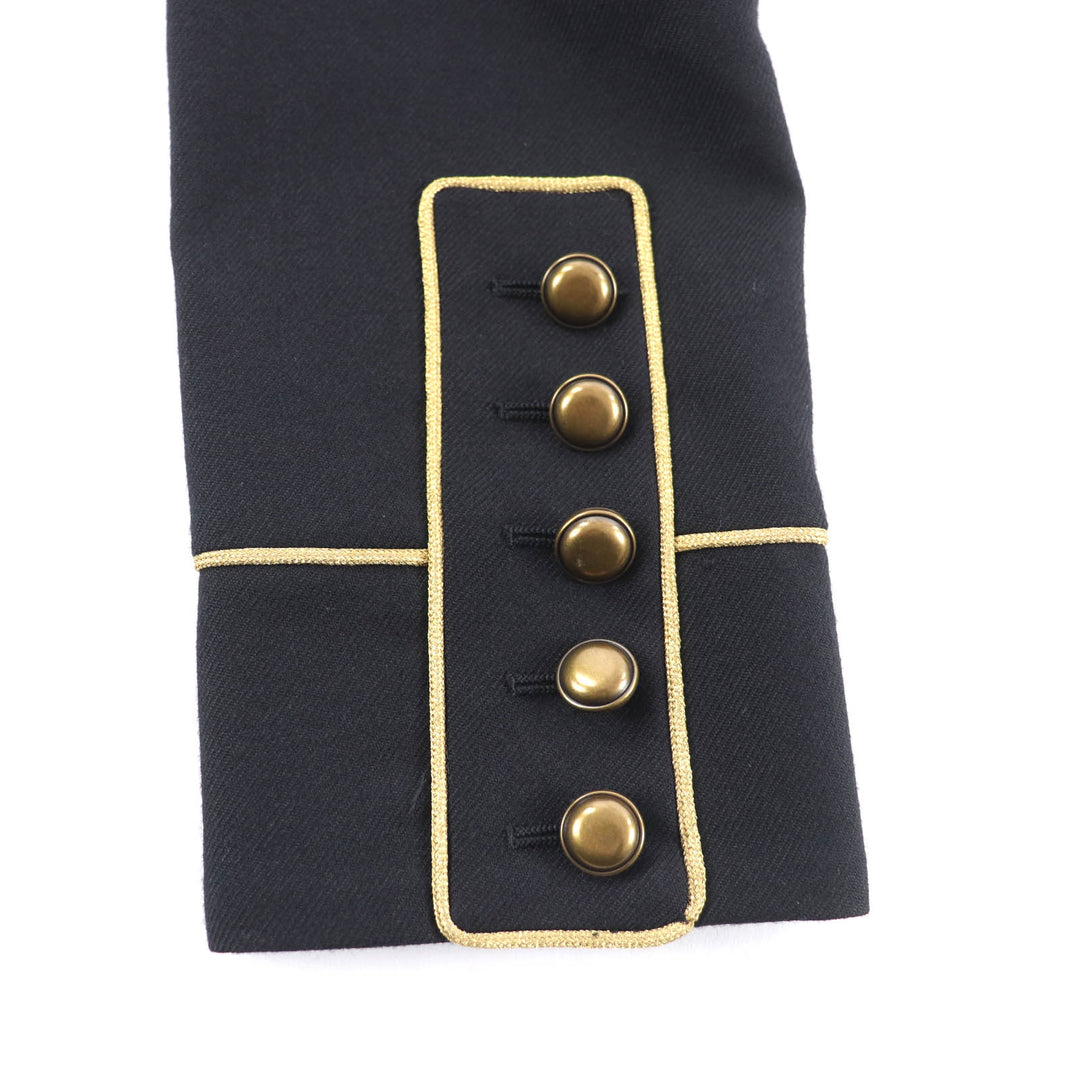 極美品★SAINT LAURENT PARIS サンローランパリ 413428 裏地シルク100％ エディ期 ウールコート ナポレオンコート ブラック 38 伊製