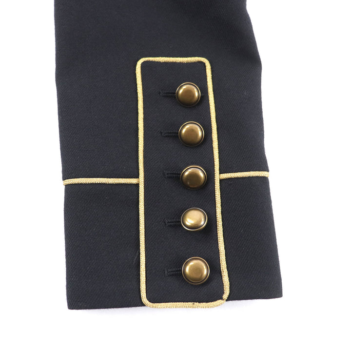極美品★SAINT LAURENT PARIS サンローランパリ 413428 裏地シルク100％ エディ期 ウールコート ナポレオンコート ブラック 38 伊製