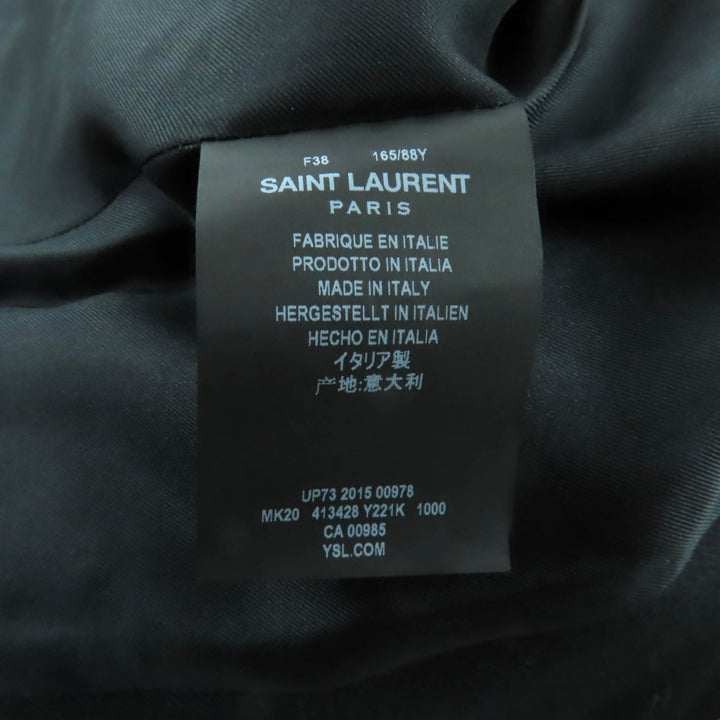 極美品★SAINT LAURENT PARIS サンローランパリ 413428 裏地シルク100％ エディ期 ウールコート ナポレオンコート ブラック 38 伊製