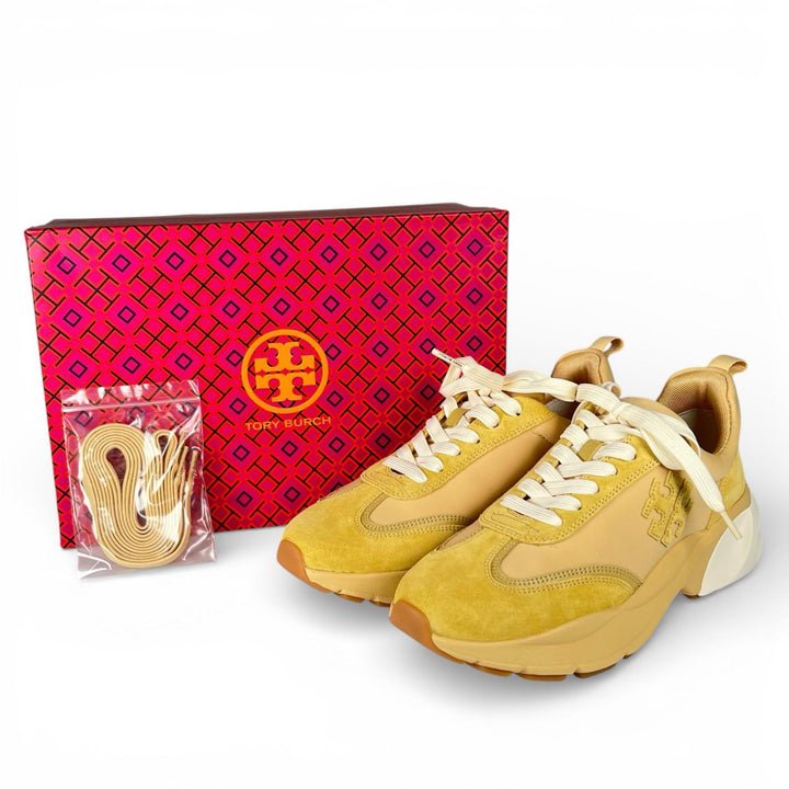 未使用品▲Tory Burch トリーバーチ 89113 GOOD LUCK TRAINER グッドラックトレーナー スウェードレザー スニーカー 8 箱付き レディース