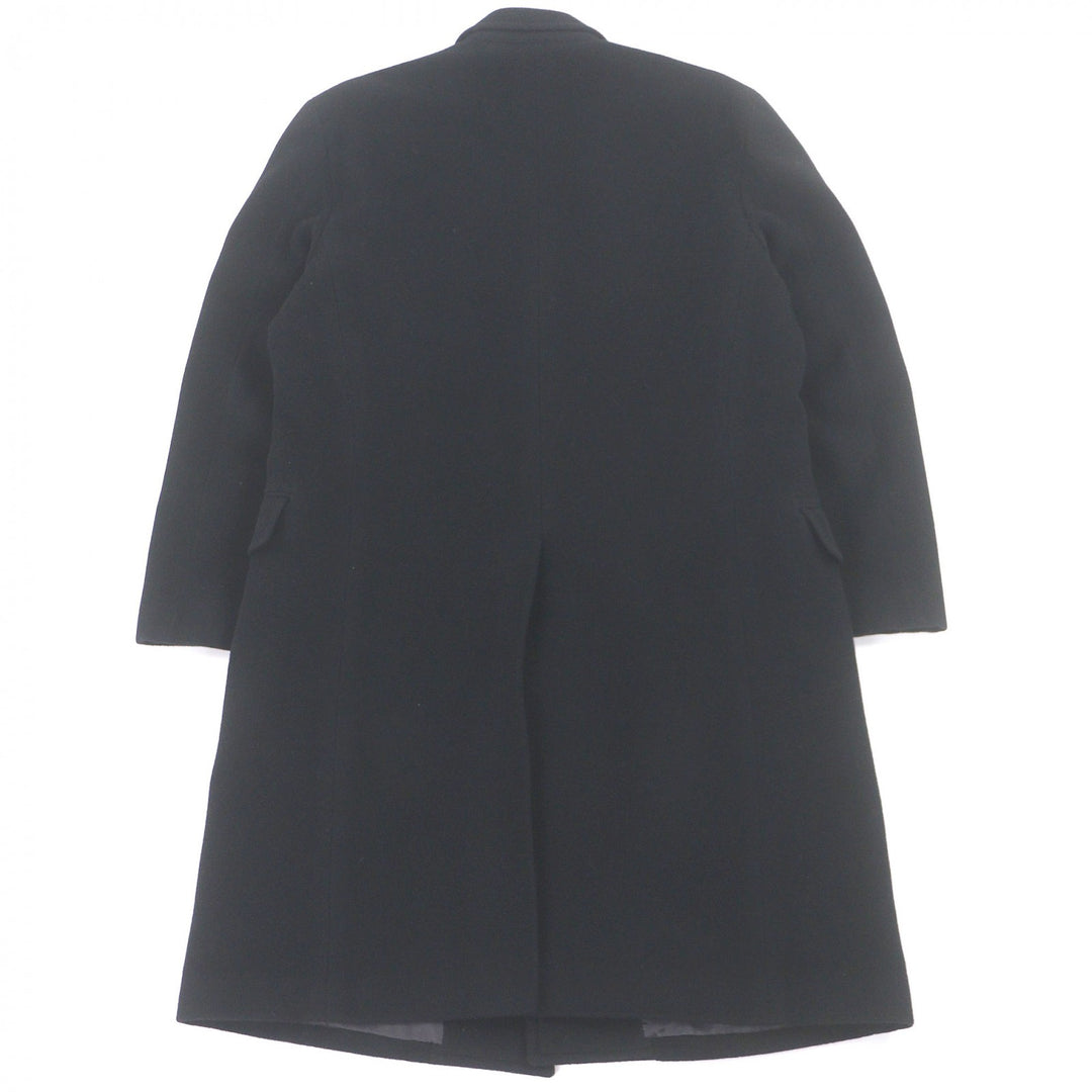 良品□POLO RALPH LAUREN ポロラルフローレン 毛100％ フライフロント チェスターコート ロングコート ブラック L 日本製 正規品 メンズ