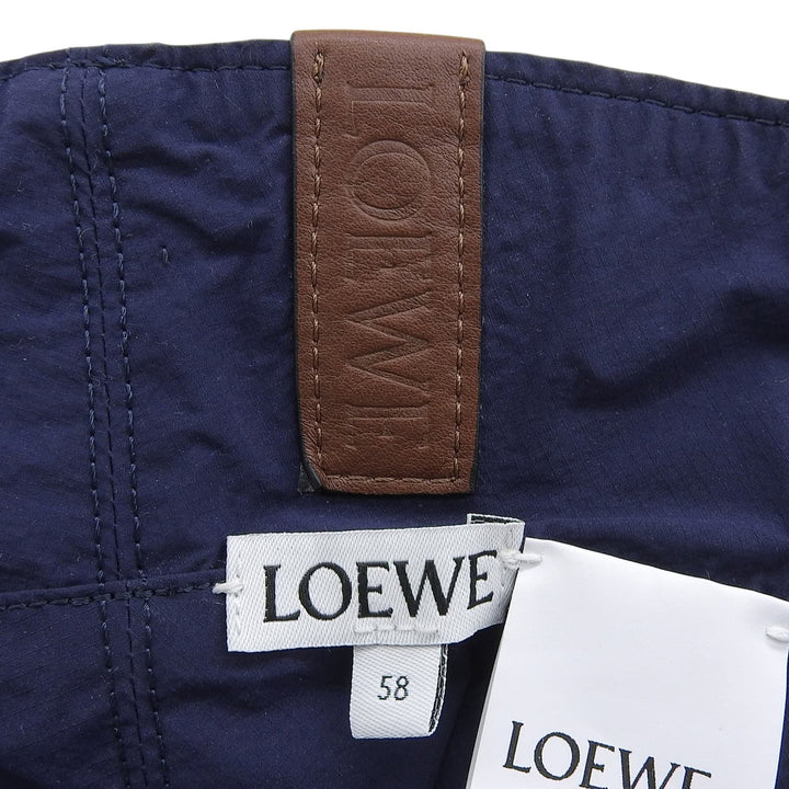 美品▲LOEWE ロエベ K820HB1X13 コットン リバーシブル アナグラム レザーロゴパッチ付 ハット ブラック グリーン 58 正規品 レディース