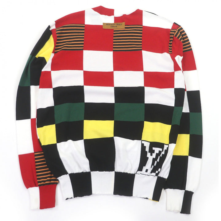 極美品□LOUIS VUITTON ルイヴィトン HMN73W Amen Break インサイドアウト ダミエ LVロゴ 薄手 セーター マルチ M イタリア製 正規品