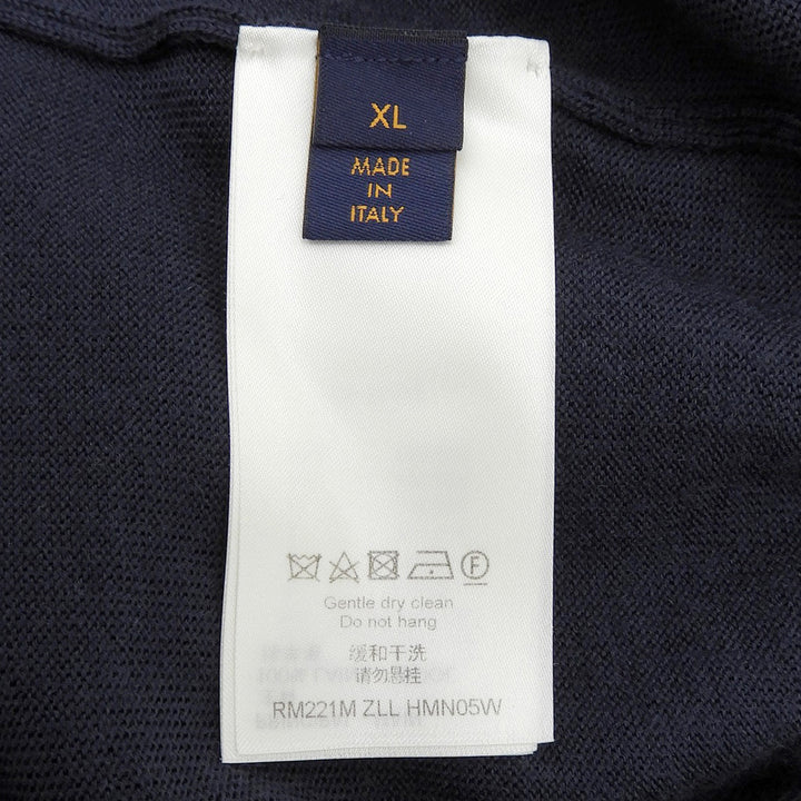 極美品▲LOUIS VUITTON NIGO ルイヴィトン ニゴー ウール100％ ハートロゴ タートルネック ニット セーター ネイビー XL 正規品 メンズ