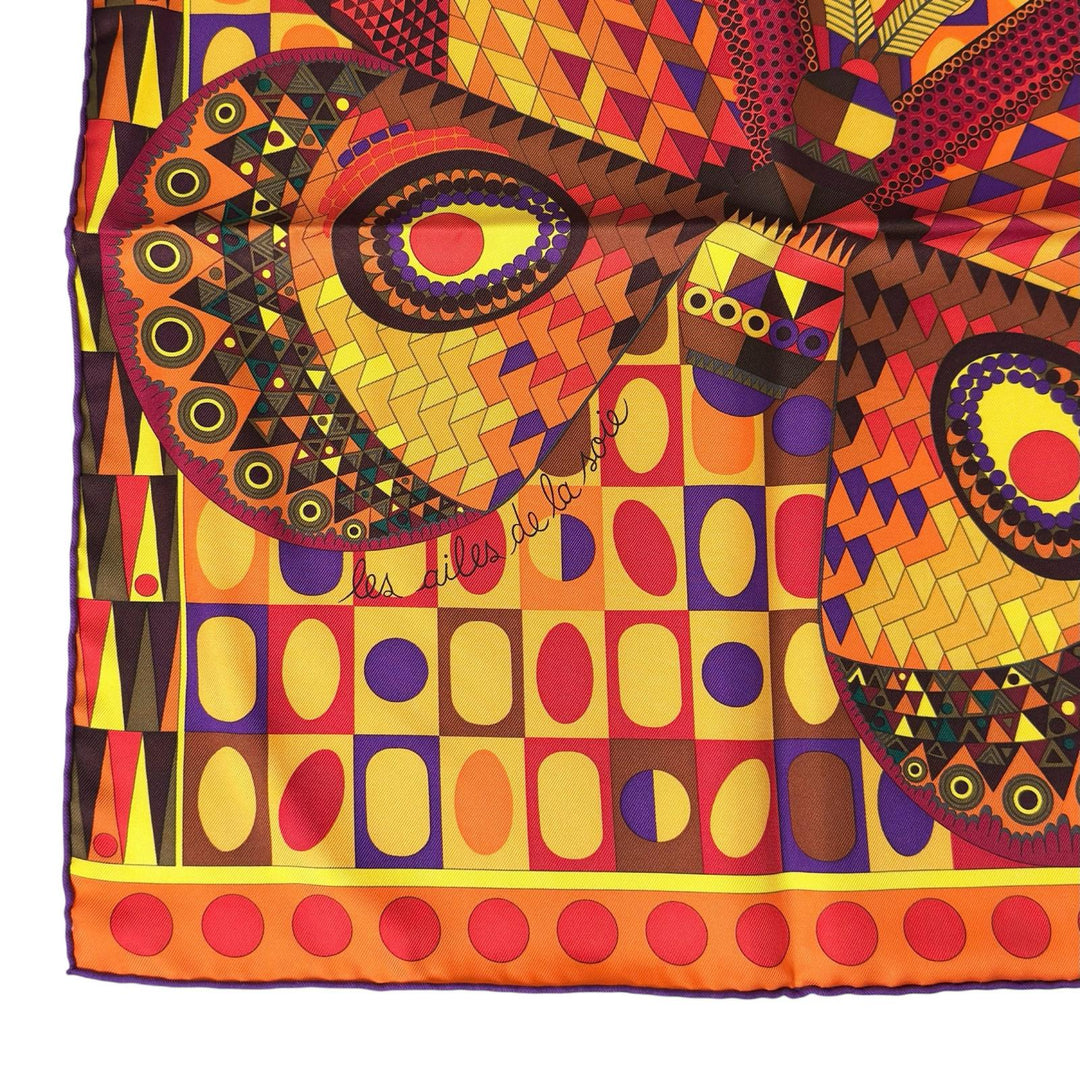 極美品▲HERMES エルメス カレ90 シルクの翼 LES AILES DE LA SOIE シルク100% スカーフ マルチカラー フランス製 レディース 箱付き