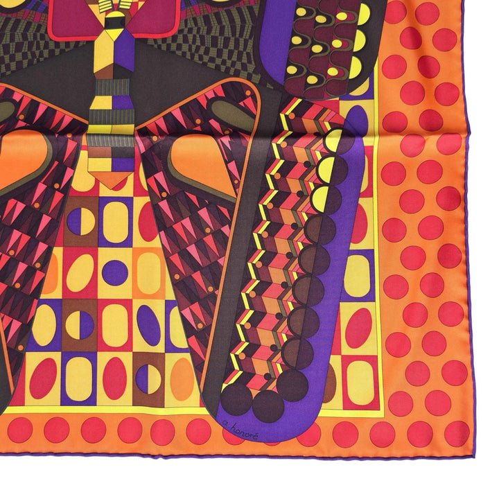 極美品▲HERMES エルメス カレ90 シルクの翼 LES AILES DE LA SOIE シルク100% スカーフ マルチカラー フランス製 レディース 箱付き
