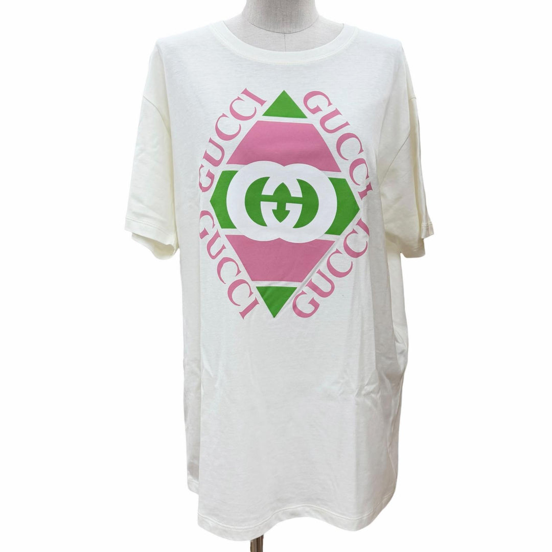 極美品▲GUCCI グッチ 717422 コットン100％ インターロッキングG 半袖Ｔシャツ ホワイト S 箱付き イタリア製 正規品 メンズ