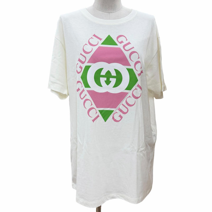 極美品▲GUCCI グッチ 717422 コットン100％ インターロッキングG 半袖Ｔシャツ ホワイト S 箱付き イタリア製 正規品 メンズ