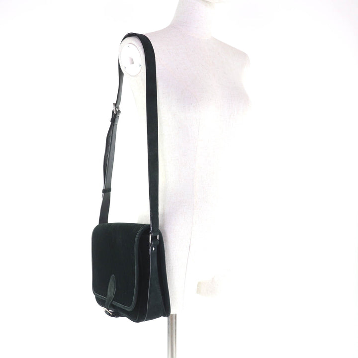 美品★SAINT LAURENT PARIS サンローランパリ MAL688253 YSLモノグラム ベルベット ショルダーバッグ ブラック シルバー金具 イタリア製