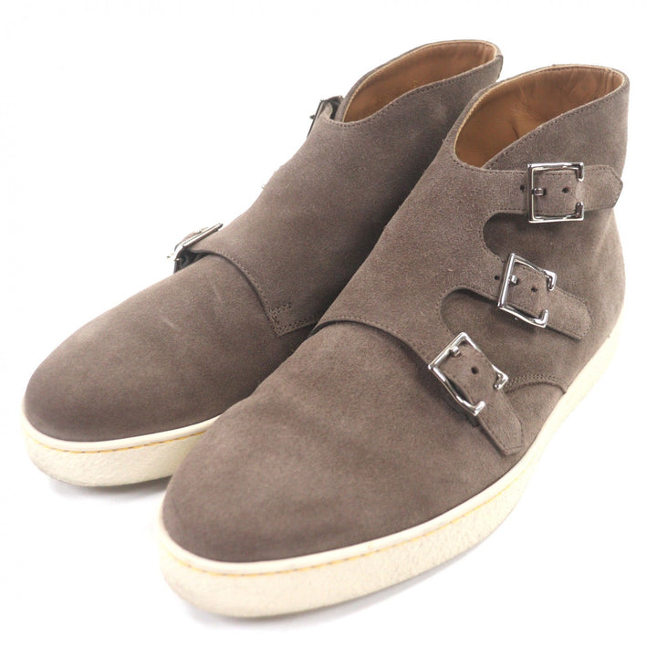 極美品▼John Lobb ジョンロブ 318 HOWELL BOOTS スウェードレザー モンクストラップ スニーカー ブーツ グレージュ シルバー金具 6