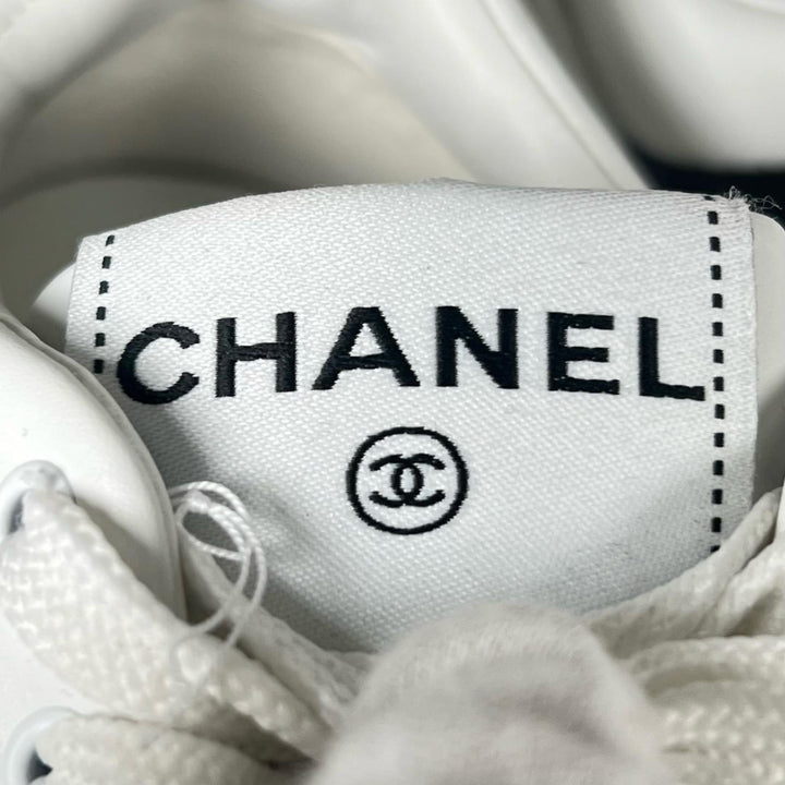 極美品▲CHANEL シャネル G39978 ココマーク レースアップ ローカット レザー スニーカー ホワイト 35 イタリア製 レディース