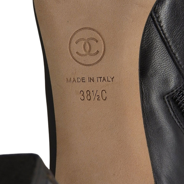 美品▲CHANEL シャネル G31795 ココマーク金具付 カメリア装飾 パテント使い レザーアンクルブーツ ブラック 38.5 イタリア製 レディース