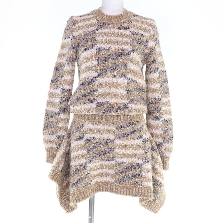 美品☆CHANEL シャネル P60141K07859 ウール アルパカ混 ココマーク ツイード 長袖 ニット ワンピース ゴールド系 34 イタリア製 正規品