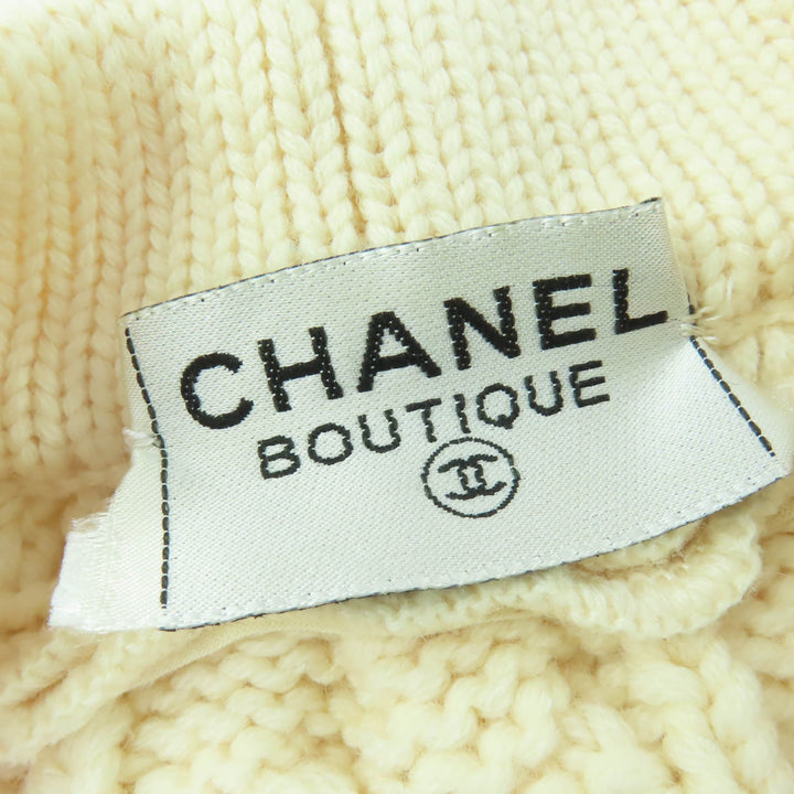 美品☆CHANEL シャネル ヴィンテージ ココマークボタン ゴールドボタン 長袖 ニット カーディガン アイボリー 約Mサイズ相当 レディース